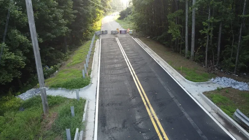 Photo of a road surrounded by trees