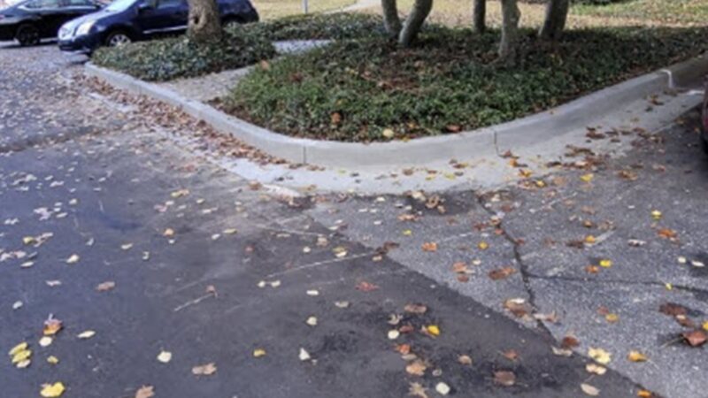 Concrete curbing in a parking lot